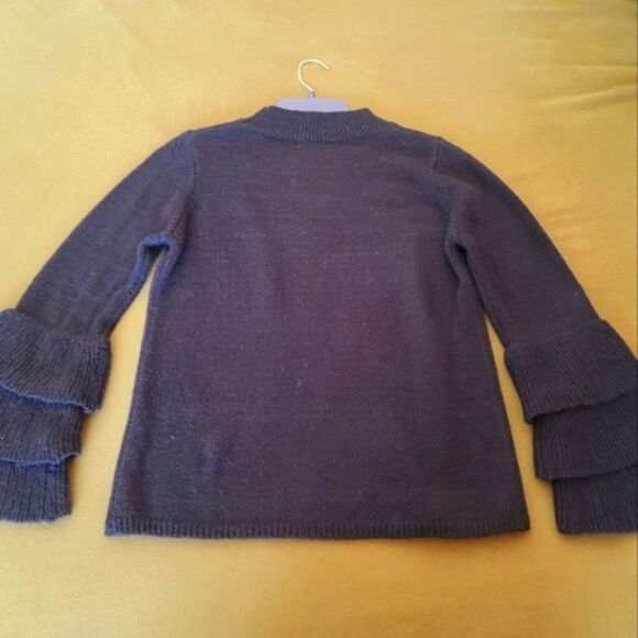 Sleeve Ruffle Black Sweater - Picture 2 of 4
